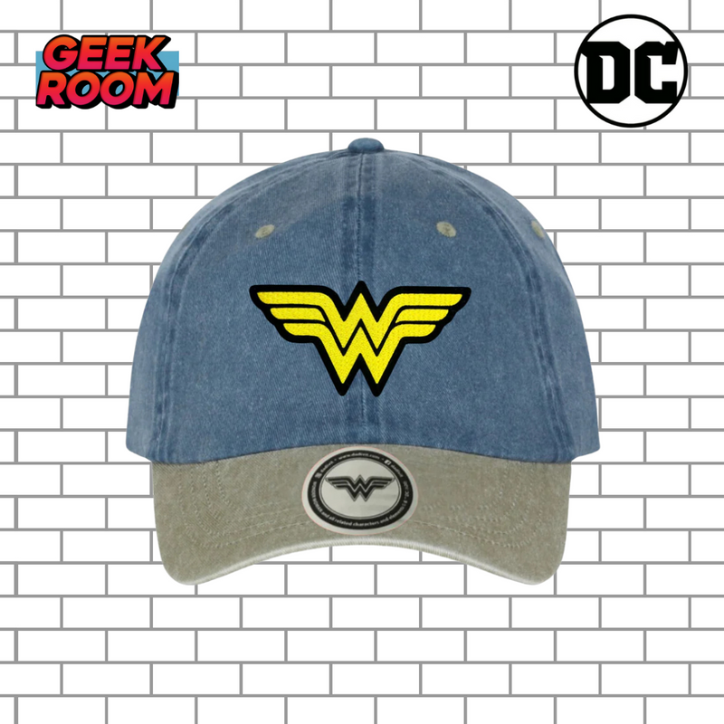 DC Comics Wonder Woman “Classic Logo” Blue/Beige Vintage