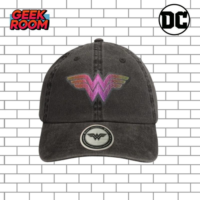 DC Comics Wonder Woman “Fucsia Logo” Grey Vintage