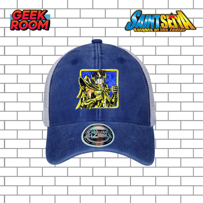 Saint Seiya: Knights of the Zodiac “Aiolos of Sagittarius” Royal Blue & White Vintage Trucker