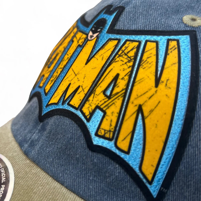 DC Comics Batman “60’s Logo” Blue/Beige Vintage