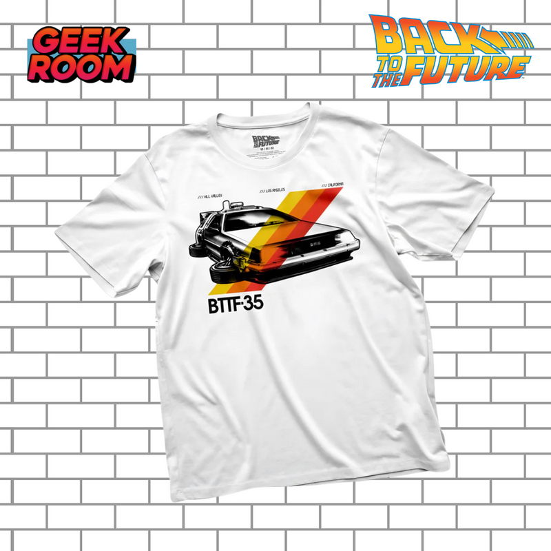 Back to the Future “Delorean Time Machine” White Tee