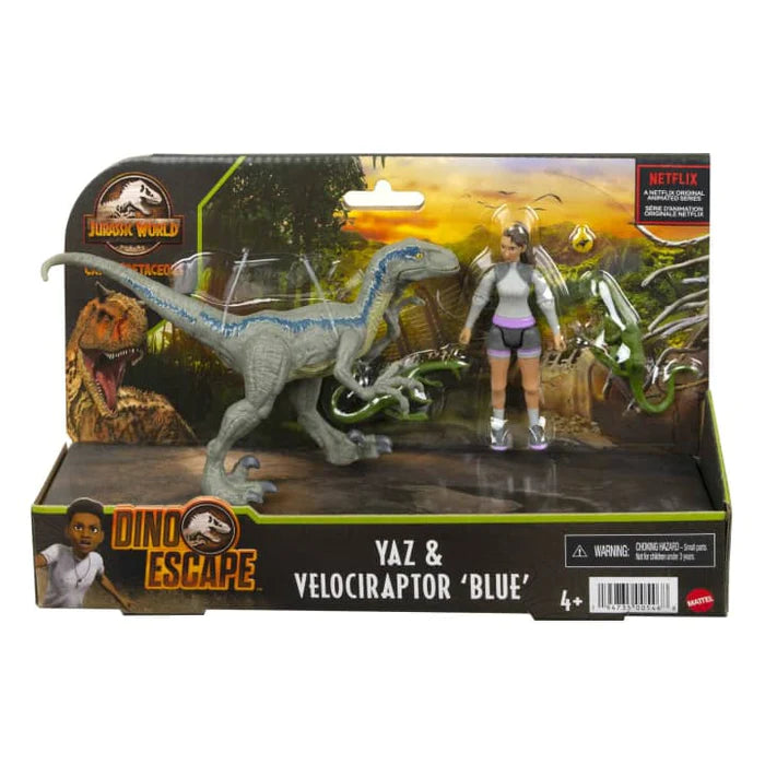 Jurassic World Camp Cretaceous Yasmina & Velociraptor Blue Pack